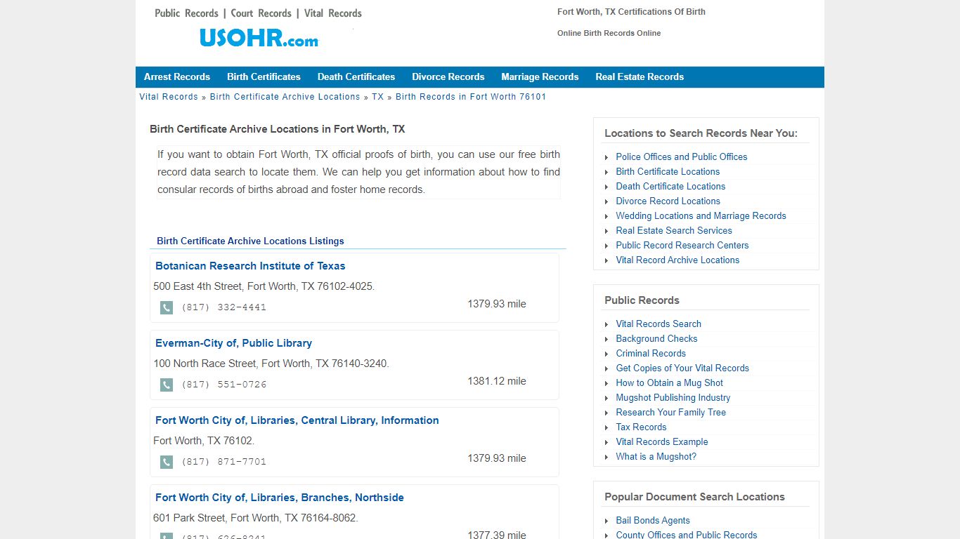 Fort Worth, TX Certifications Of Birth - Online Birth Records Online